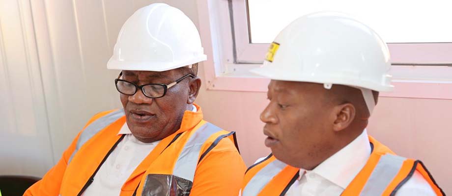 Limpopo Public Works, Roads & Infrastructure Ernest Rachoene and MEC Limpopo Sports, Arts & Culture Funani Jerry Maseko during visit at Limpopo Theatre construction site
